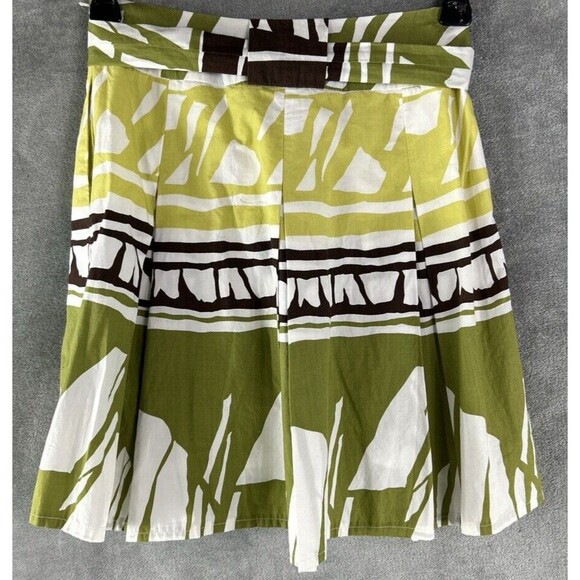 Talbots Petites 2 Pleated Native Batik Flare Skirt Tie Belt Boho Skater Lined - Picture 2 of 13